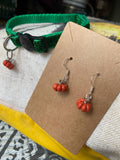 Pumpkin matching cat collar & coordinated earring sets 925 silver