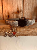 White witch Breakaway Wiccan Cat Collar with Triple Goddess Charm & Gemstone ( all year round use but great for Halloween)