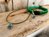 Seafoam green gem matching cat collar & coordinated necklace sets