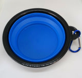 Dog Travel Bowl, Water Food Pet,  Silicone Collapsible & Carabiner (UK Seller)